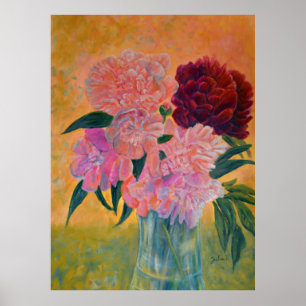 Poster Vie morte avec Peonies Peinture