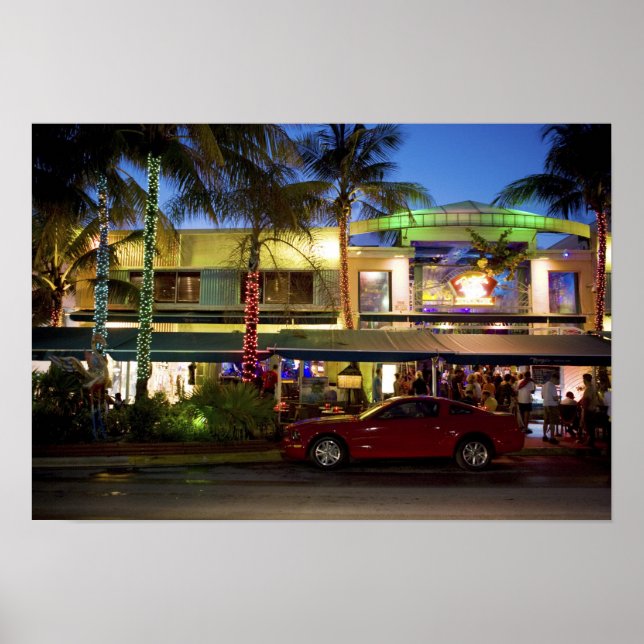 Poster Vie nocturne sur Ocean Drive, South Beach, Miami (Devant)