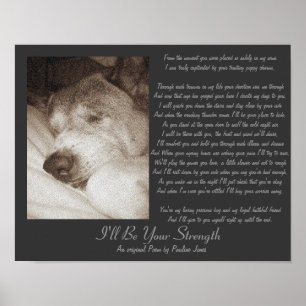 Poster vieil akita chien en sommeil poème de sympathie an