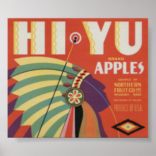 Poster Vieil Apple vintage portent des fruits des