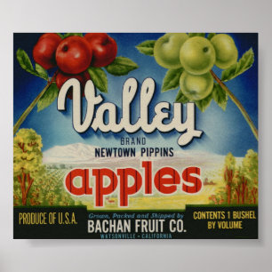 Poster Vieil Apple vintage portent des fruits des
