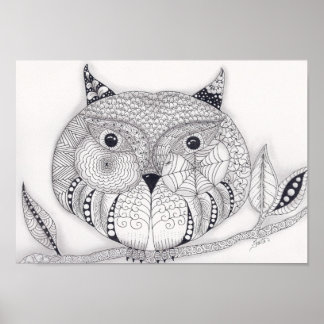 Poster Vieille Chouette Sage Pleine Taille