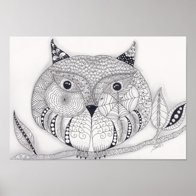 Poster Vieille Chouette Sage Pleine Taille (Devant)