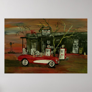 Poster Vieille copie convertible d'affiche de Corvette de