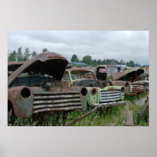 Poster Vieille copie de photo de camions