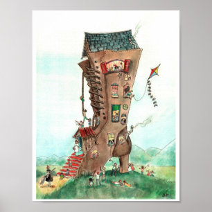 Poster Vieille Dame dans la Chaussure