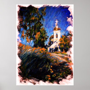 Poster Vieille église dans le village de Slotino, Moscou,