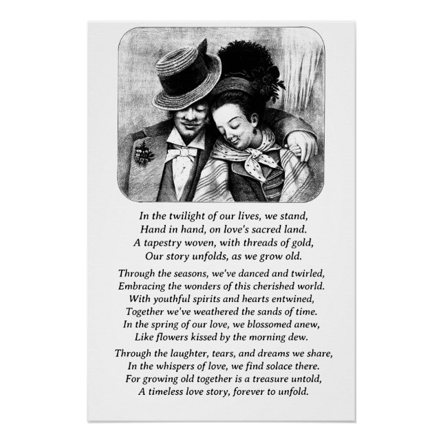 Poster Vieille Ensemble Couple Amour Romance art (Devant)