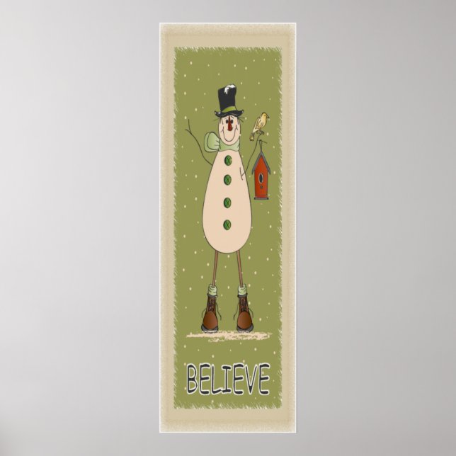 Poster Vieille mode Croire Snowman (Devant)