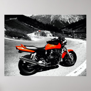 Poster vieille moto orange