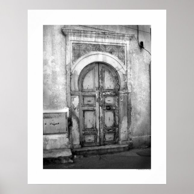 Poster Vieille porte à Tripoli (B&W) (Devant)
