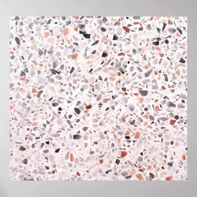 Poster Vieille texture terrazzo, motif d'hamper. (Devant)