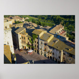 Poster Vieille ville de San Gimignano, Sienne, Toscane, I