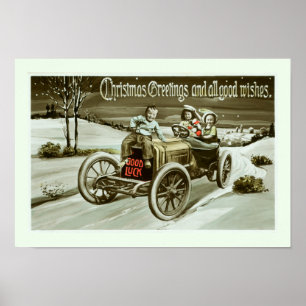 Poster Vieille voiture et enfants