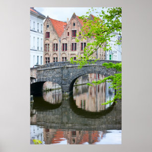 Poster Vieilles maisons en Bruges, Belgique