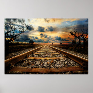 Poster Vieilles voies ferrées rustiques