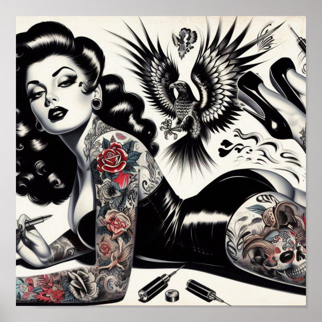 Poster Vielle écolière tatouée (Devant)