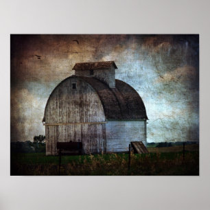 Poster Vielle grange blanche en campagne