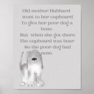 Poster Vielle mère Hubbard mignon dessin animé amusant en