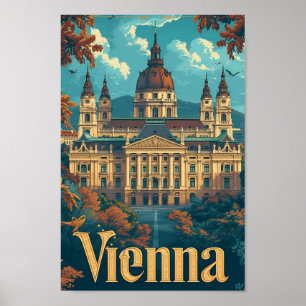 Poster Vienne Autriche Art Vintage Illustration de voyage