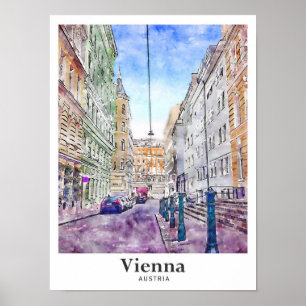 Poster Vienne Autriche Art Voyage Aquarelle main tiré