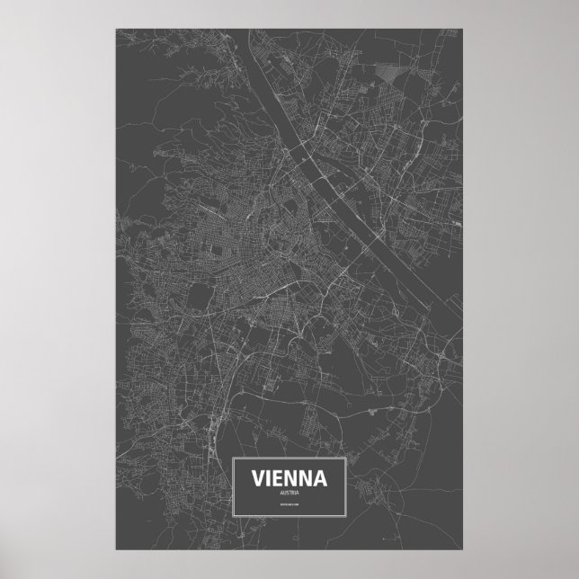 Poster Vienne, Autriche (blanc sur noir) (Devant)