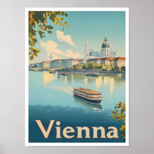 Poster Vienne Autriche Illustration Vintage voyage d'art