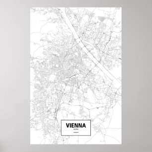 Poster Vienne, Autriche (noir sur blanc)