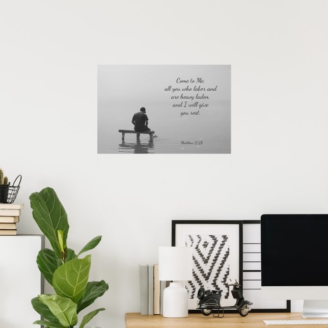 Poster Viens à Moi, je te reposerai, Matt 11:28 (Bureau à domicile)