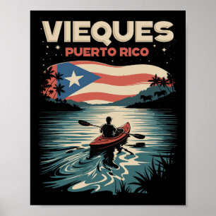 Poster Vieques Porto Rico île Souvenir Drapeau Porto Rica