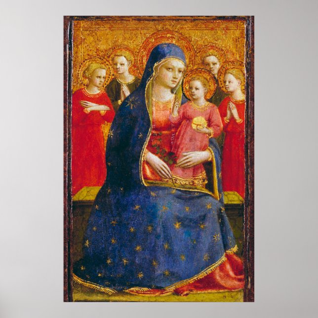 Poster VIERGE AVEC ENFANT ET ANGES Fra Angelico (Devant)