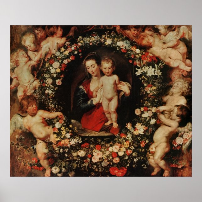 Poster Vierge avec une terre de fleurs, c.1618-20 (Devant)