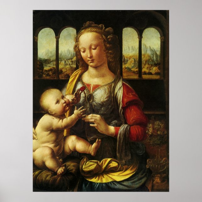 Poster Vierge de la Carnation par Léonard de Vinci (Devant)