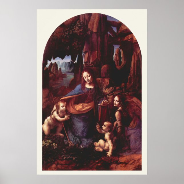 Poster Vierge des Rochers par Léonard de Vinci (Devant)