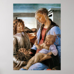 Poster Vierge et enfant avec ange - Botticelli - c1470