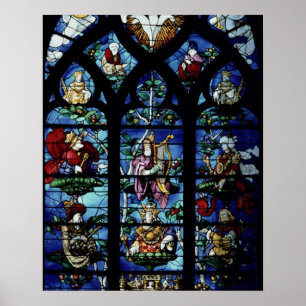 Poster Vierge et Enfant avec anges et portraits reflet