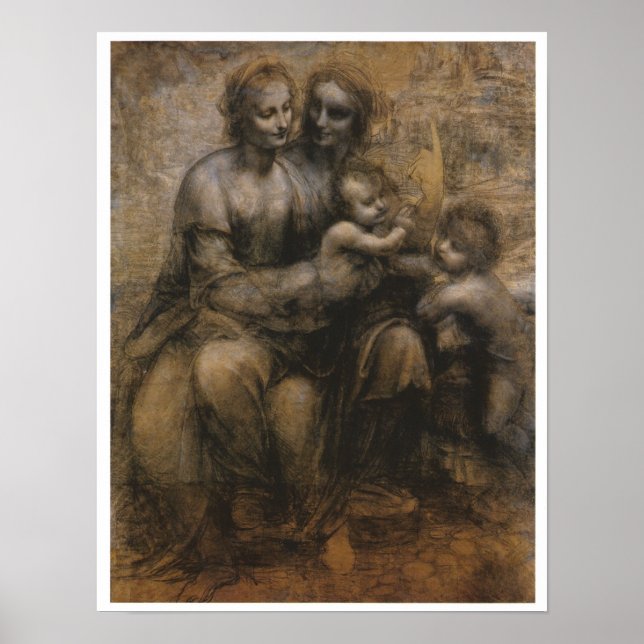 Poster Vierge et enfant avec saints Anne & John, da Vinci (Devant)