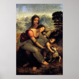 Poster Vierge et enfant avec St Anne et agneau