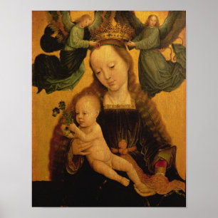 Poster Vierge et enfant couronné par deux anges, c.1520