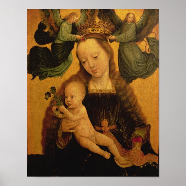 Poster Vierge et enfant couronné par deux anges, c.1520 (Devant)