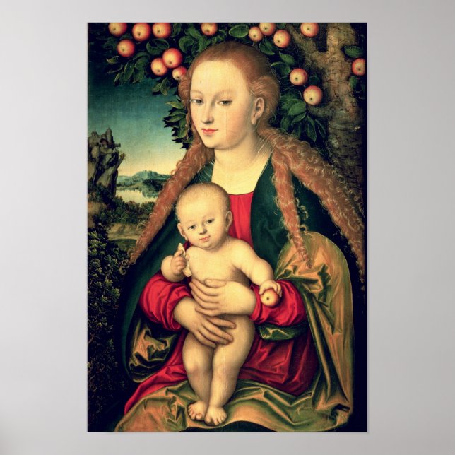 Poster Vierge et enfant sous un pommier (Devant)