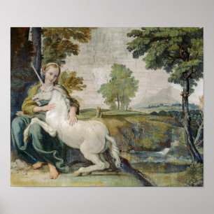 Poster Vierge et licorne - Domenichino Palazzo Farnese