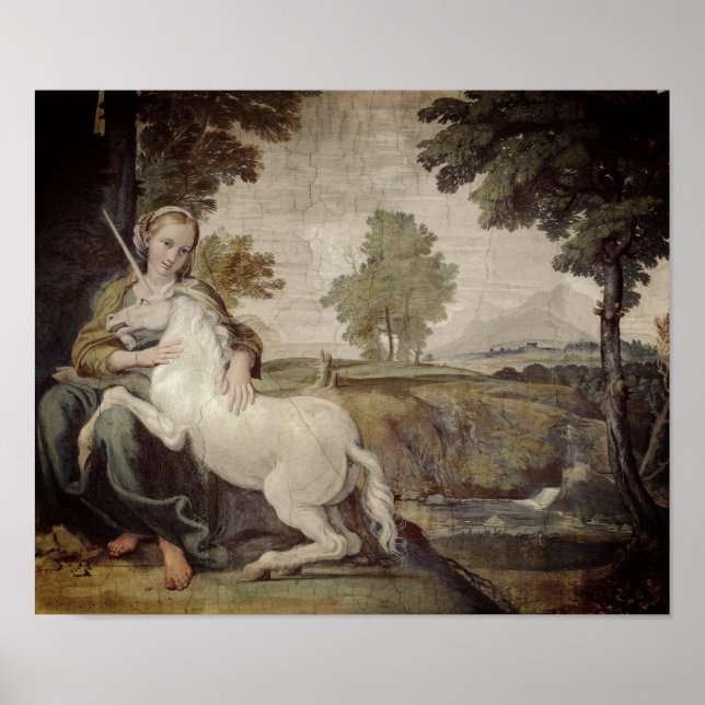 Poster Vierge et licorne - Domenichino Palazzo Farnese (Devant)