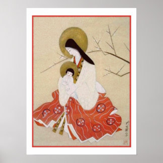 Poster Vierge japonaise et Vintage enfant