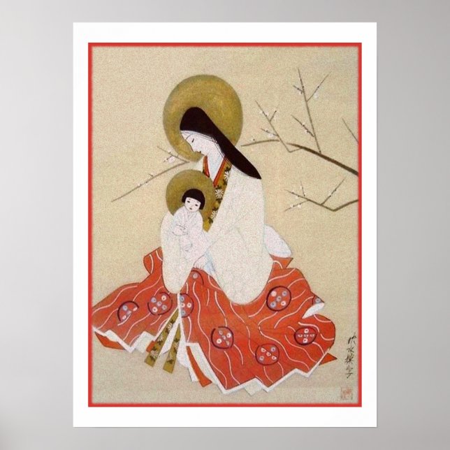 Poster Vierge japonaise et Vintage enfant (Devant)