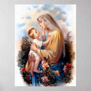Poster Vierge Marie béni et enfant Jésus de nourrisson