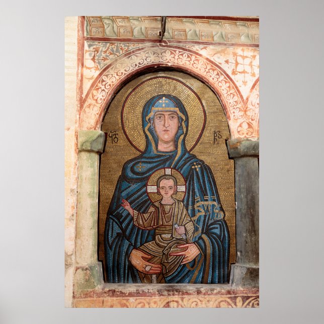 Poster Vierge Marie et mosaïque Jésus (Devant)