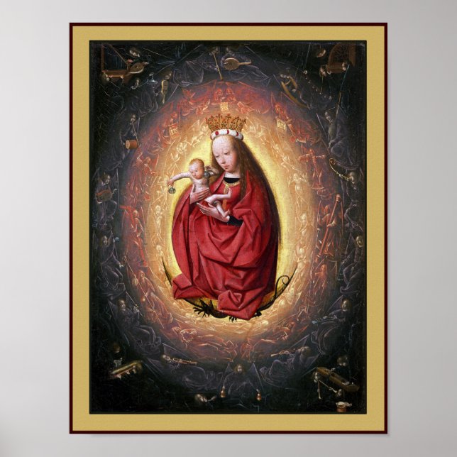Poster Vierge Marie & Jésus avec les anges Jouer de la mu (Devant)