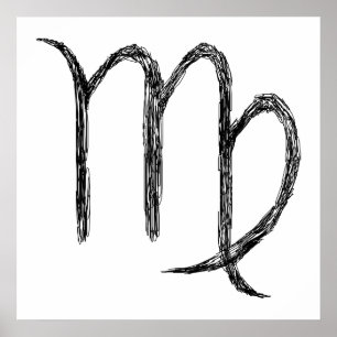 Poster Vierge. Panneau astrologie zodiaque. Noir.