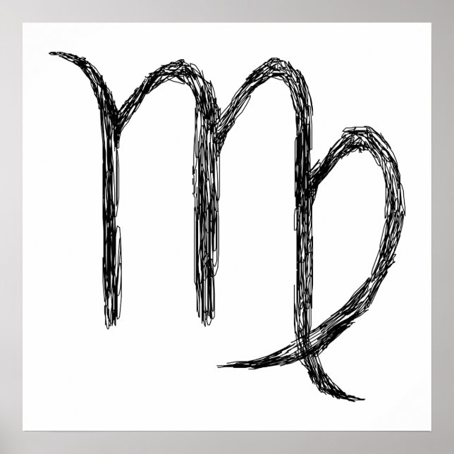 Poster Vierge. Panneau astrologie zodiaque. Noir. (Devant)